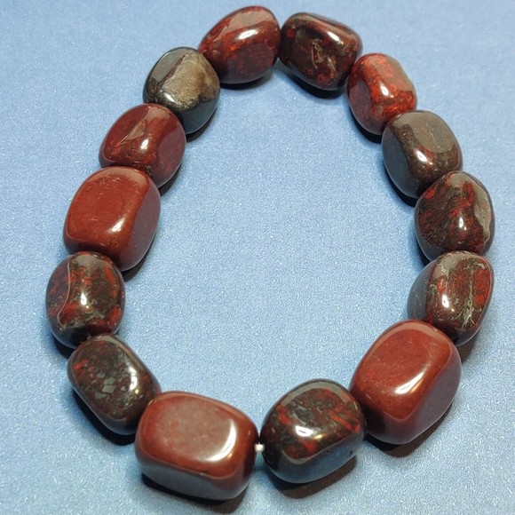Brecciated Jasper stretch bracelet 12-15mm tumbled stones with felt pouch-NB27 - Picture 3 of 7